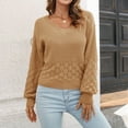 thumbnail image 5 of IROINNID Womens Sweater V-Neck Pullover Sweater Solid Color Casual Mid-Length Long Sleeve Three-Dimensional Feather Sweater Knitted Lantern Tops Blouse, 5 of 6