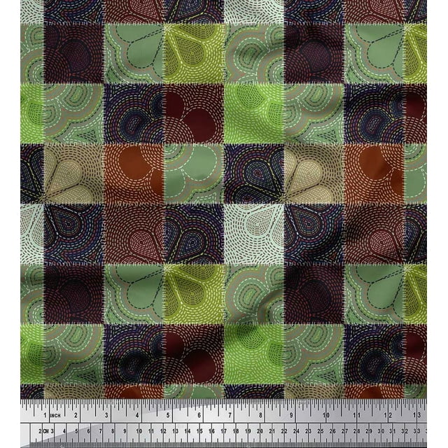 Soimoi Poly Georgette Fabric Flower Artistic Print Fabric by Yard 42 Inch Wide