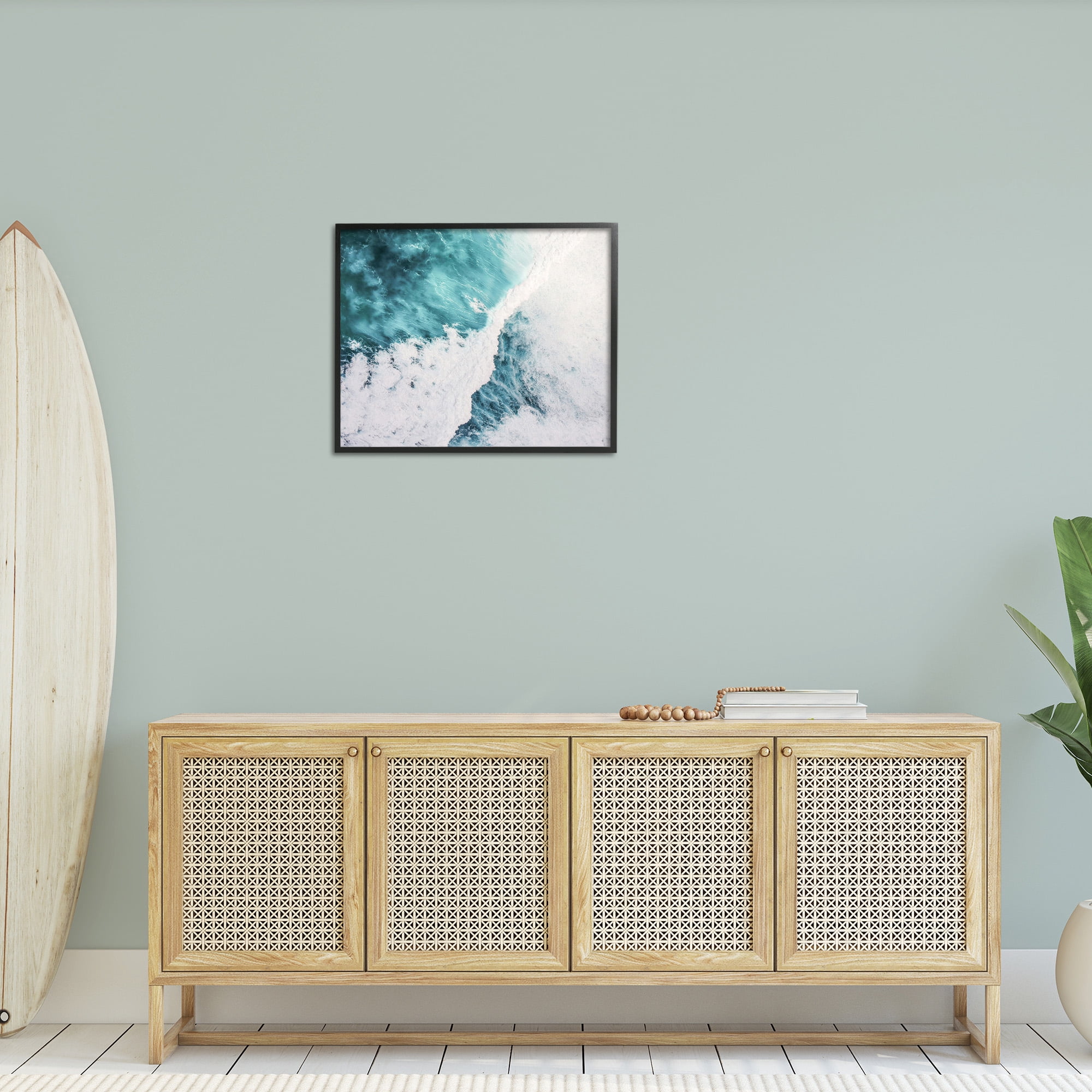 Stupell Industries Asymmetrical Splashing Waves Landscape Photography Black Framed Art Print Wall Art, 30 x 24