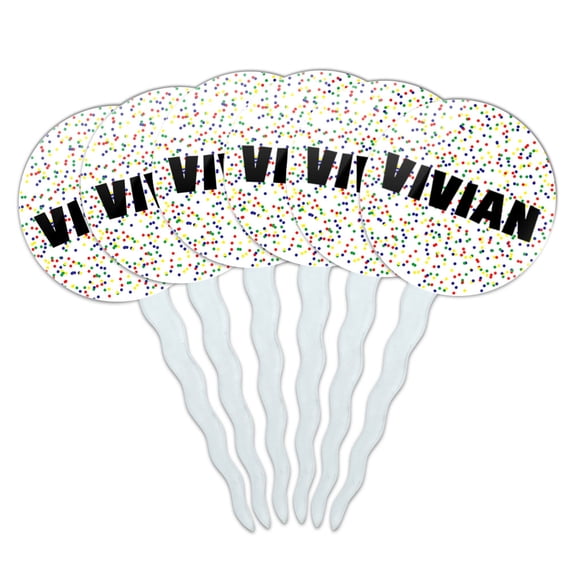 Vivian Cupcake Picks Toppers - Set of 6 - Mutlicolored Speckles
