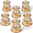 thumbnail image 1 of Candelabros dorados - Juego de 6 candelabros - Candelabros cónicos para centros de mesa - Candelabros de vidrio grueso para bodas y mesas de comedor, 1 of 5