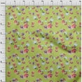 thumbnail image 3 of oneOone Cotton Cambric Lime Fabric Flower & Leaves Watercolor Diy Clothing Quilting Fabric Print Fabric By Yard 56 Inche Wide, 3 of 4