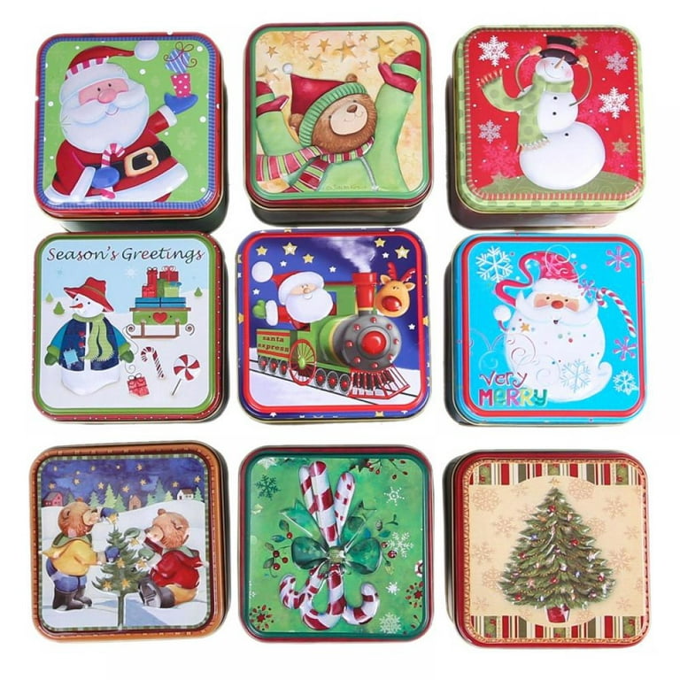Nesting Tin With Holiday Print Designs Bundle Metal Tins with Lids for  Cookies, Candy, Food Presents - 3 Diameter (Pattern Random) 