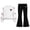 Black, variant on CYRBOKO Girls Long Sleeve Top and Flared Pants Sets, Stretchy Casual 2-Piece Pullover Kids Outfit Set Gray Size 10-12 T