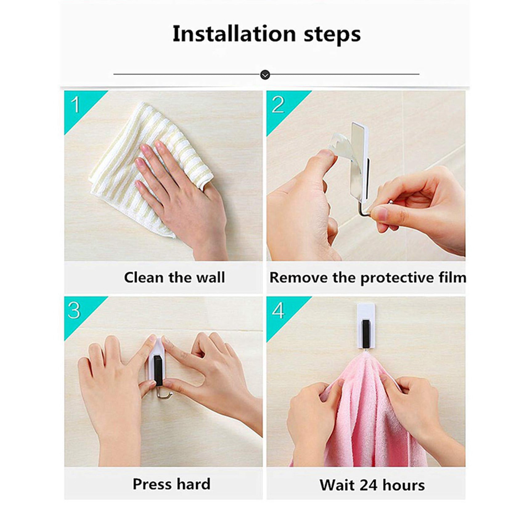 Adhesive Hooks Holds up to 10 lbs Utility Self Adhesive Wall HooksDesign for 