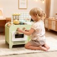 thumbnail image 2 of Qaba Kids Kitchen Playset, Play Kitchen with 15 Accessories, Green, 2 of 10