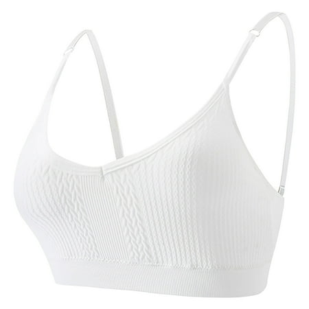 Gvdentm Strappy Sports Bra for Women Padded Push Up Sports Bra Athletic Running Sports Bra Workout Bra Yoga Bra(White L)