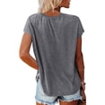 thumbnail image 5 of Fgnfyis T Shirts for Women Cap Sleeve Summer Casual V Neck Solid Color Tops Loose Fit Blouse Short Sleeve Womens Tops GY1_002 XXXXL, 5 of 7