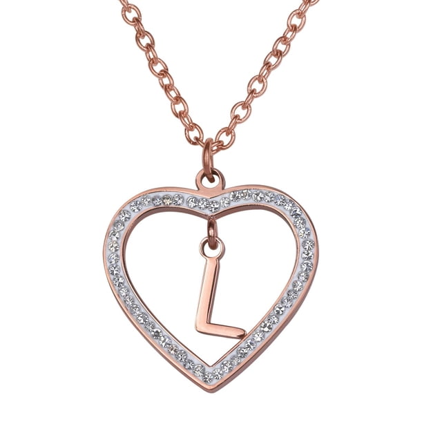 Collar de Mujer Corazón con Inciales LuckyLy, Modelo Adina rosa UNITALLA