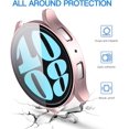 thumbnail image 2 of KOMI 2 Pack Compatible for Samsung Galaxy Watch 6 Case with Tempered Glass Screen Protector, Hard PC Bumper (44mm Rose Gold), 2 of 5