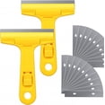 thumbnail image 1 of 2pack Razor Blade Scraper, Industry Glass Window Scraper, Heavy Duty Cleaning Scraping Hand Tool with 20pcs Blades for Putty Residue Stains Paints Glue Mud Wallpaper Removing Remover Cleaner (Yellow), 1 of 5