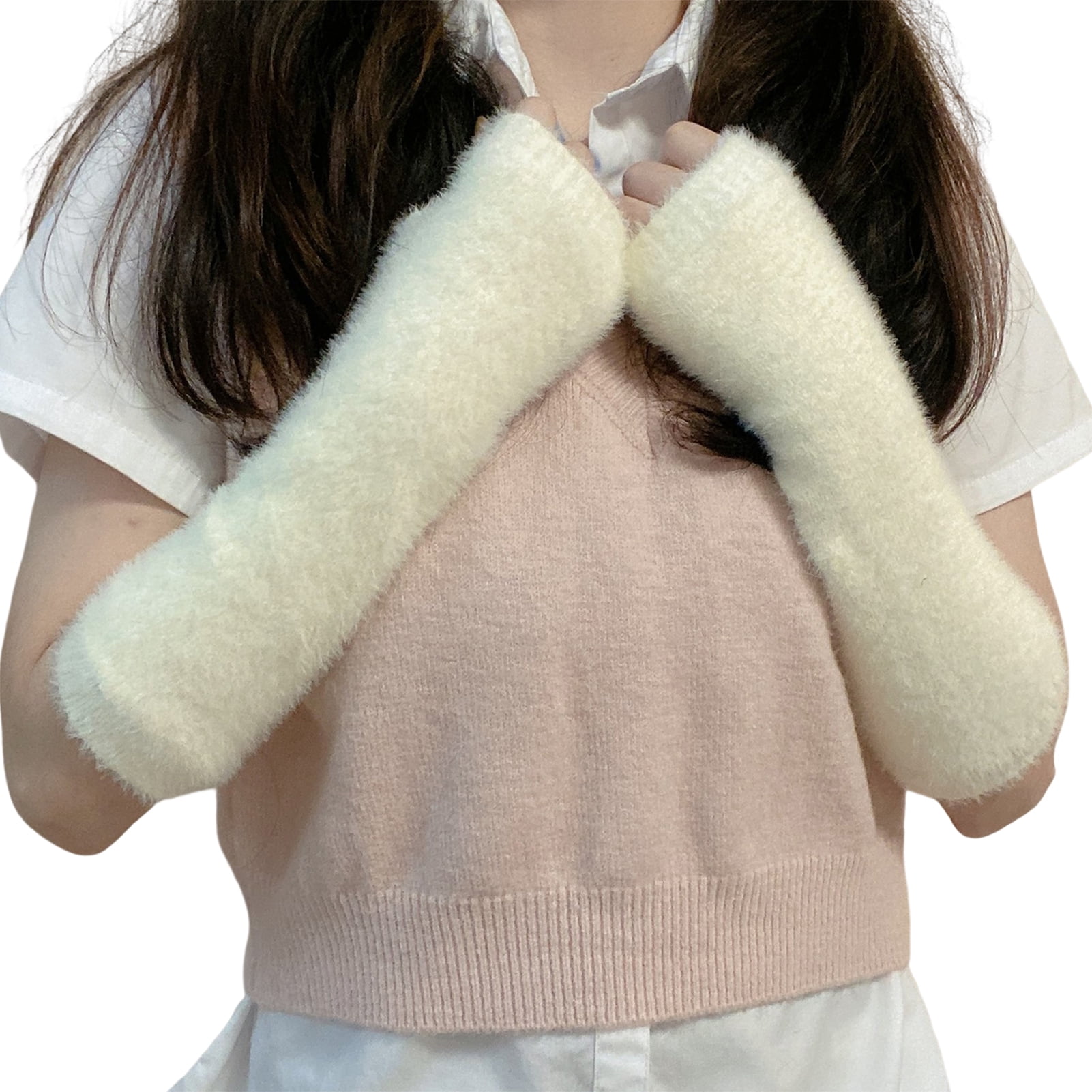 Mightlink 1 Pair Arm Warmers Short/Long Plush Fuzzy Thumb Mightlink 1 Pair Arm Warmers Short/Long Plush Fuzzy Thumb