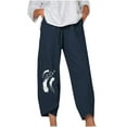 thumbnail image 1 of Birdeem Womens Loose Print Solid Color Pocket Loose Pants, 1 of 4