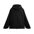 thumbnail image 1 of Men's Windbreaker Jacket Man Solid Color Water Resistance Drawstring Pockets Hooded Outdoor Coat Black 3XL Windbreakers for Men, 1 of 7