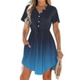 thumbnail image 2 of Akafmk Summer Dresses for Women Casual Dresses,Gradient Color V-Neck Short Dress Short Sleeve Mini Dresses A Line Beach Sundress with Pockets, 2 of 5