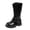 Black, variant on Women Boot Cameland Girl's Solid Color Lined Mid-calf Boots Soft Sole Casual Zippered Leather Boots For Fall And Winter Khaki