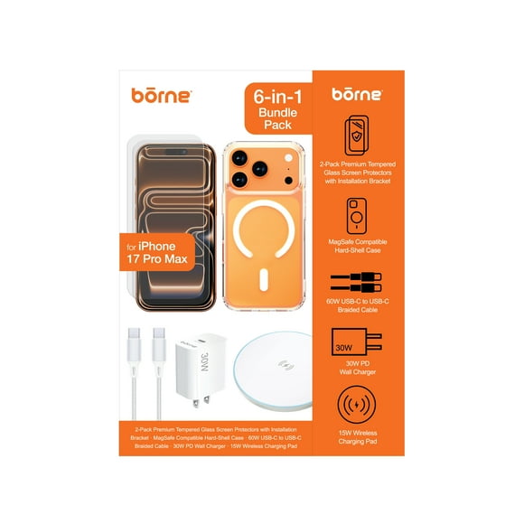 Borne 6-in-1 iPhone 17 Pro Max Accessory Bundle pack for mobile phones