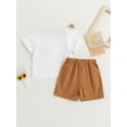 thumbnail image 4 of Coduop Toddler Baby Boys Grils Summer 2Pcs Outfits Short Sleeve Pocket T-Shirt Tops Shorts Set, 4 of 7