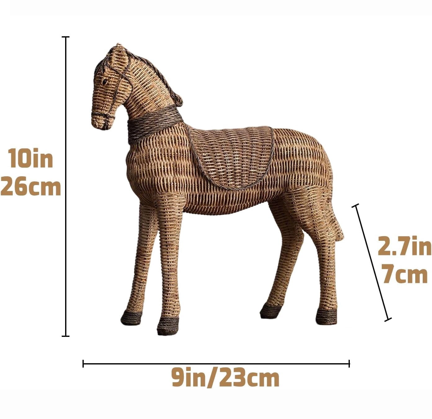 Rattan-Style Horse Statue – Handcrafted Resin Western Decor Figurine for Office, Shelf, and Entryway – Perfect Gift for Equestrian and Boho Lovers colorful