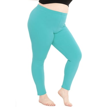 Stretch Is Comfort Women's Cotton/Spandex Plus Size Leggings Ocean Blue 2X