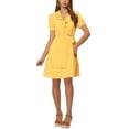 thumbnail image 2 of INSPIRE CHIC Women's Summer Wrap Ruffle V Neck Short Sleeve Mini Dress with Belt Yellow XS, 2 of 6