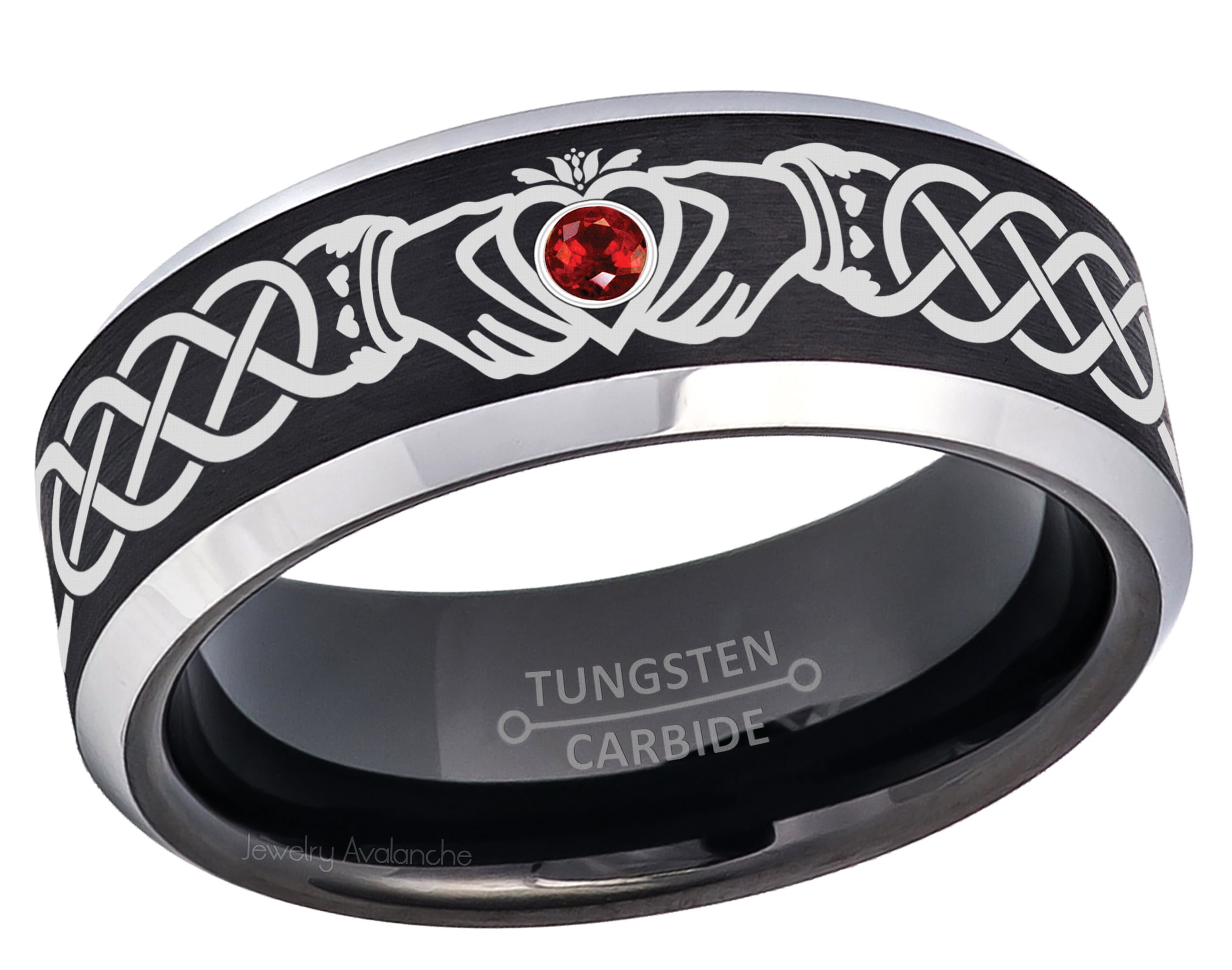 Claddagh Tungsten Ring - 2-Tone Mens 
