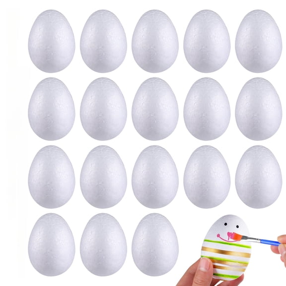 20Pcs Foam Eggs 3.54inch White Craft Foam Eggs Smooth for Spring Easter Christmas Holiday Crafts Making Handmade DIY Painting School Projects