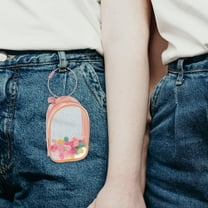 KALLORY 1Set Pink PVC Square and Round Clear Doll Display Bag for Storing Collectibles 10.5*6.5*4In