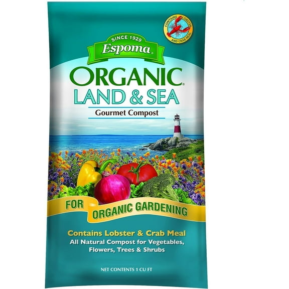 Espoma Land & Sea Gourmet Compost for Organic Gardening, Contains Lobster & Crab Meal, 1 cu ft