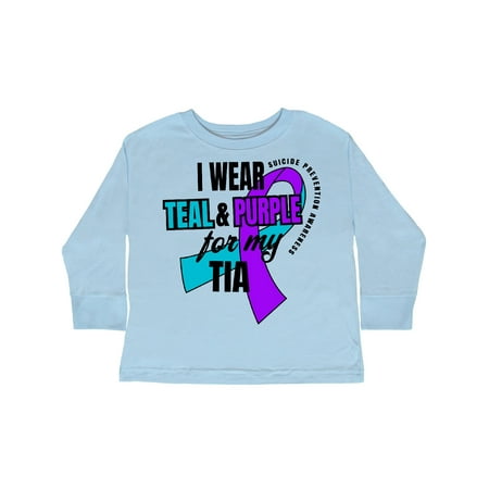 

Inktastic Suicide Prevention I Wear Teal and Purple for My Tia Gift Toddler Boy or Toddler Girl Long Sleeve T-Shirt