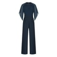 thumbnail image 4 of Ashirexll Overalls for Women, Loose Jumpsuits for Women, Jumpsuit Pajamas Casual Round Neck Comfortable Long Pants Navy M, 4 of 6