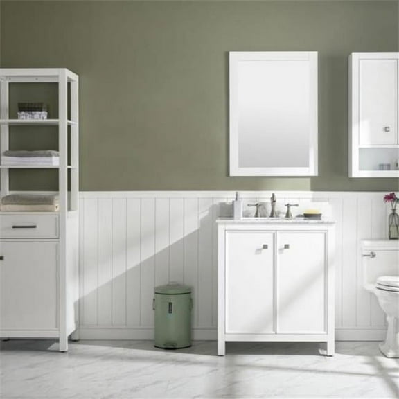 Legion Furniture WLF2160S-W 60 in. White Finish Single Sink Vanity Cabinet with Carrara White Top