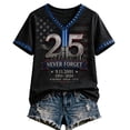 thumbnail image 2 of 9/11 25th Anniversary Shirt Womens WE Will Never Forget Tee Shirts | Lightweight Fabric, V Neck Short Sleeve Tops, American Flag, 2001-2026 25Th Anniversary Tops, Patriotic Honor Tee Shirt,M, 2 of 5