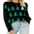 thumbnail image 1 of Tricot Jacquard Ample pour Femmes, Manches Longues, Col Rond, 1 of 6