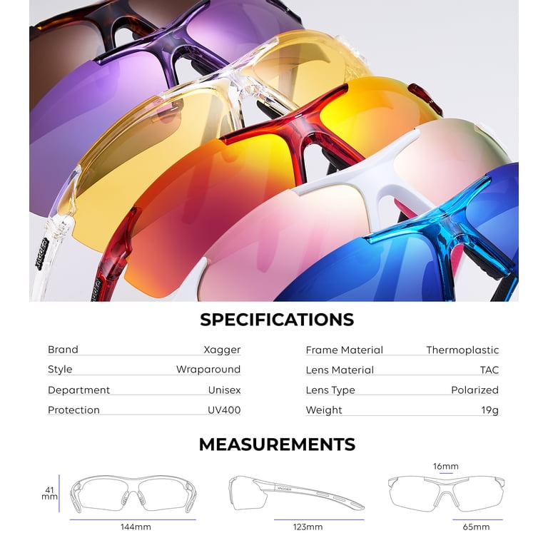 Xagger Polarized Lightweight UV400 Wrap Around Sport  display picture 1