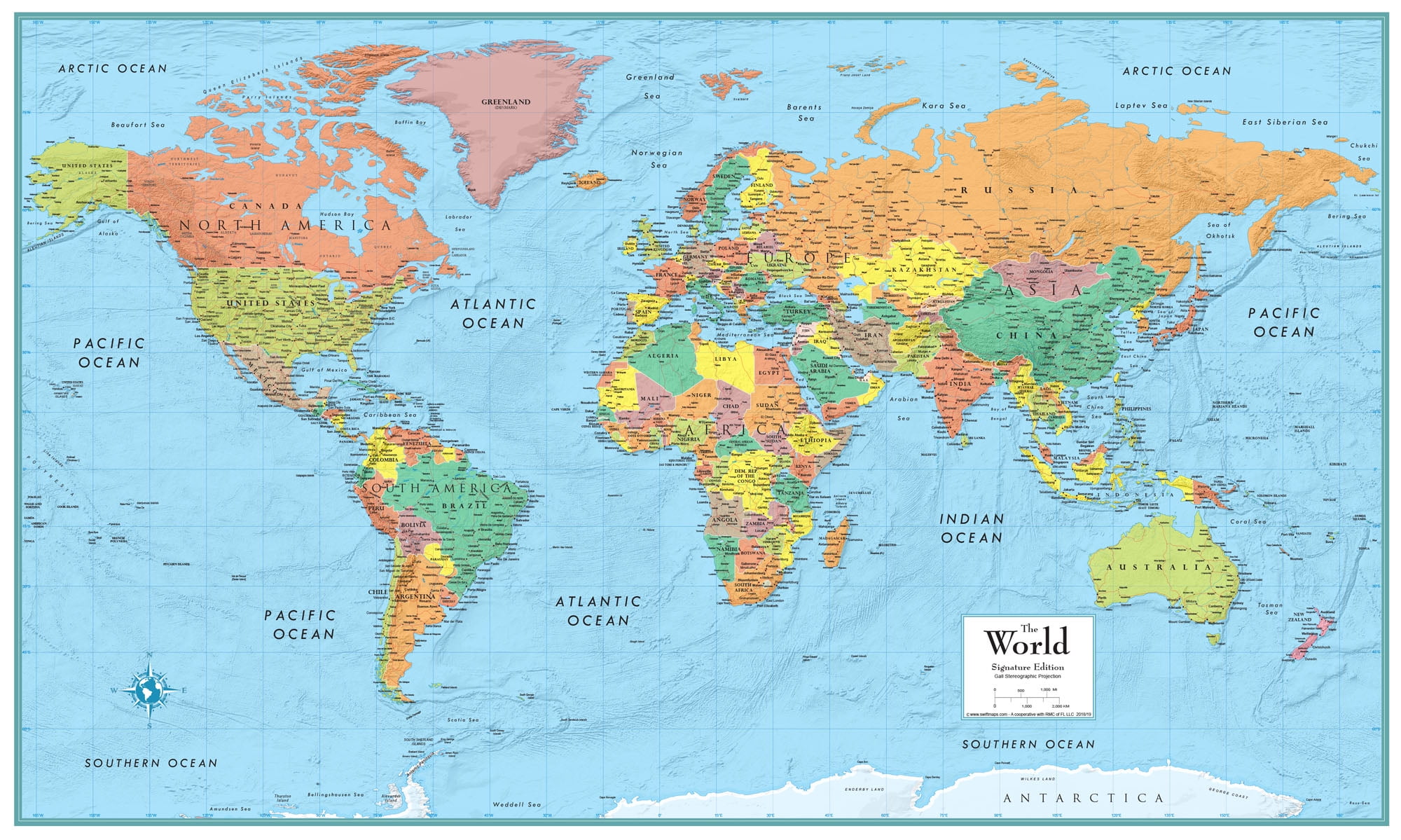 50 X 32 Rmc Signature Edition World Wall Map Laminated