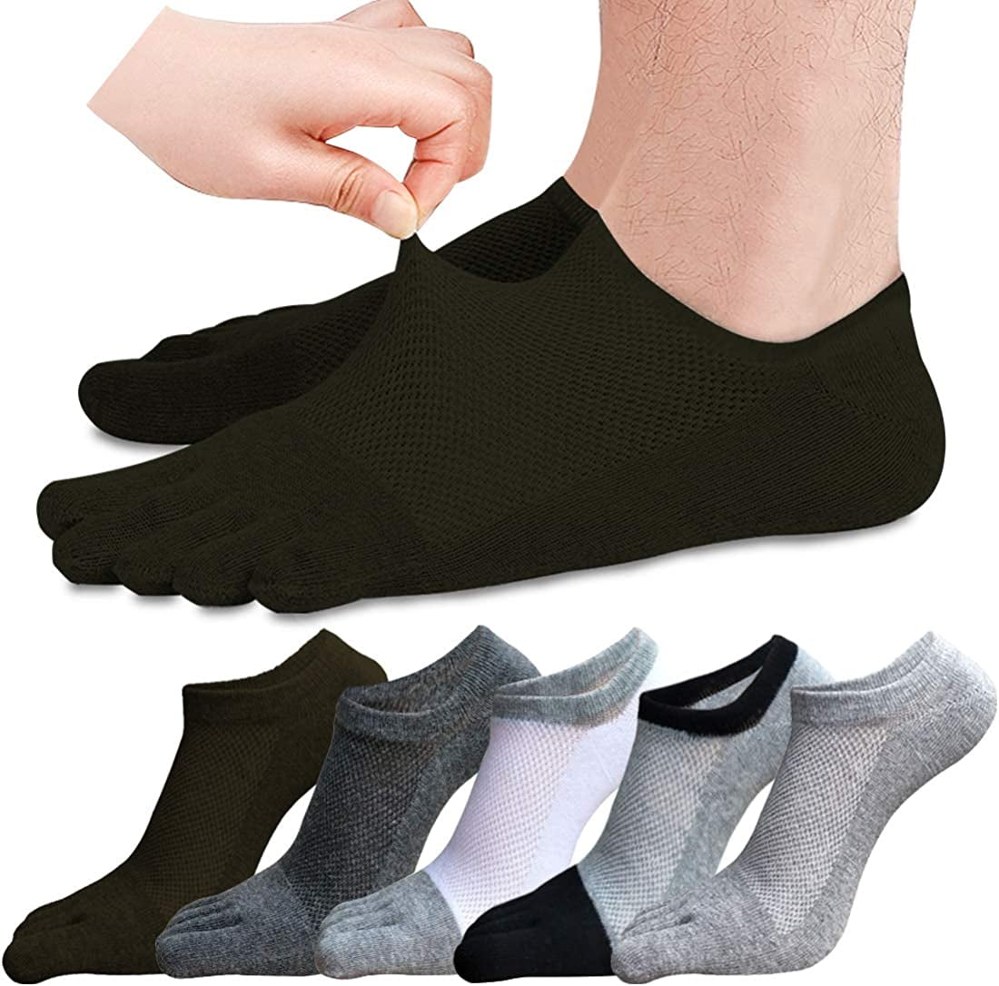 STONCEL 5 Pairs Men's Toe Socks Cotton Low Cut Liner Socks5 Finger
