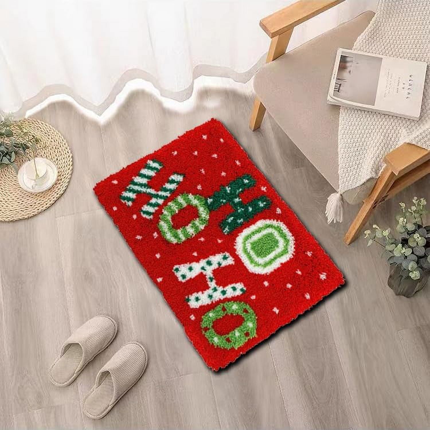 Senya Latch Hook Kits for Adults, Christmas HOHOHO Color DIY Crafts Needlework Arts Rug Sewing Carpet 23.6''X15.8''