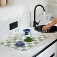 thumbnail image 2 of Checkered Dish Drying Mat for Kitchen Counter, Coffee Bar Station Accessories, Retro Cute Aesthetic Absorbent Coffee Mat Kitchen Drying Mat Easy Clean, Sage Green 12" x 19", 2 of 7