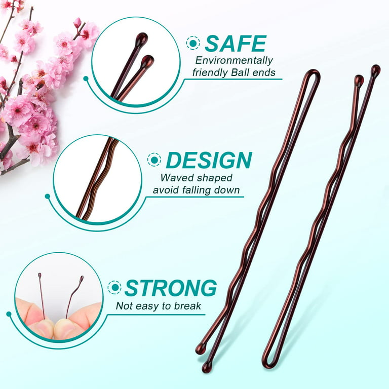7cm Hair Grips - 50pcs Brown Hair Pins, Long Bobby Pins, Waved Kirby Grips  - Essential Hair Accessories for Women & Girls, Ideal for All Types of Hair  