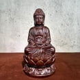 thumbnail image 3 of Ebony wood carved Buddha statue, solid wood Shakyamuni Buddha statue, Three Jewels Buddha, Medicine Buddha, for home worship and peace., 3 of 4