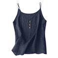 thumbnail image 5 of Breezora Women's Cotton Linen Spaghetti Strap Tank Top Sleeveless Loose Fit Casual With Decorative Button For Summer Vacation, 5 of 10