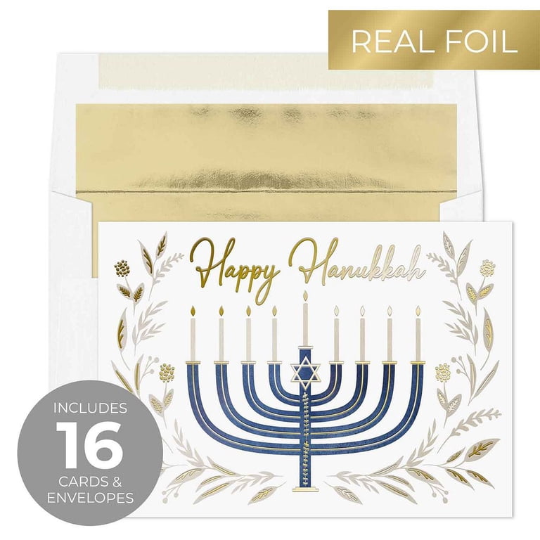 Hanukkah Menorah Greeting Cards, 16 Count Boxed Set photo 3