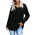 thumbnail image 2 of Camisas de Larga con Cuello en V para Mujer, Blusas Casuales de Otoño, Suéteres Tipo Túnica Ligeros, Blusas de Moda 2025 Negro XXL, 2 of 5