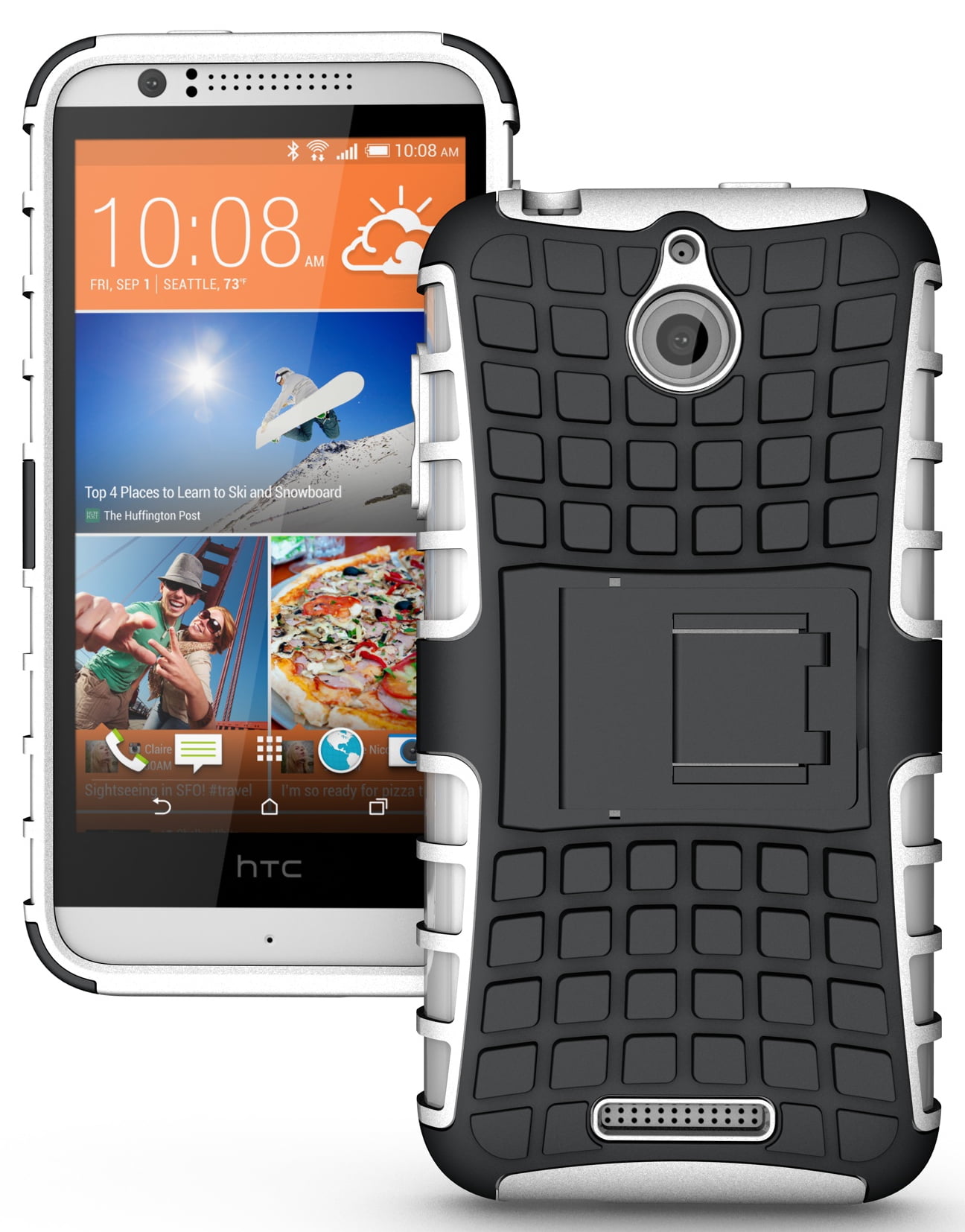 Nakedcellphone White Grenade Grip Rugged Tpu Skin Hard Case Cover Stand For Htc Desire 510 Phone Boost Mobile Sprint Virgin Mobile Cricket Unlocked Walmart Com Walmart Com