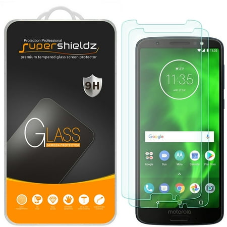 [2-Pack] Supershieldz for Motorola Moto G6 Tempered Glass Screen Protector, Anti-Scratch, Anti-Fingerprint, Bubble Free