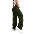 thumbnail image 6 of Outfmvch Womens Wide Leg Pants Sweatpants Women Travel Outfits for Women Jeans for Women Womens Jeans Womens Business Casual Pants Womens Pants Elastic Waist Green S, 6 of 7