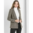 thumbnail image 4 of Blazers para mujer Chaqueta tipo blazer a cuadros con solapa con muesca Boyfriend marrón XS, 4 of 6