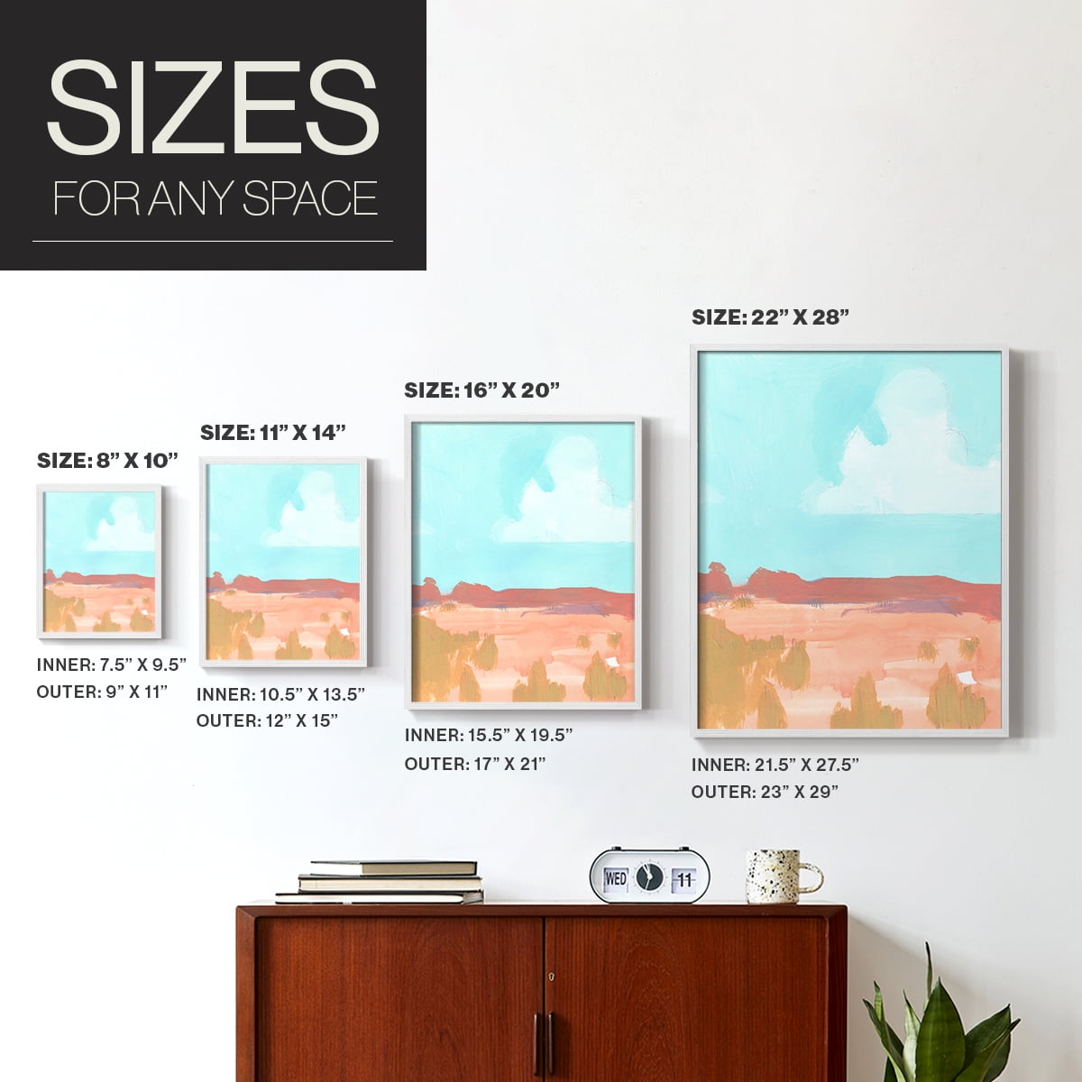 Wide Open Spaces I Framed Print in White Solid Wood 8 x 10 Framed Print