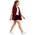 thumbnail image 4 of JAJAHO Girls Flannel Shirt Kids Plaid Hoodie Short Sleeve Button Down Shirts For 4-14 Years, 4 of 6